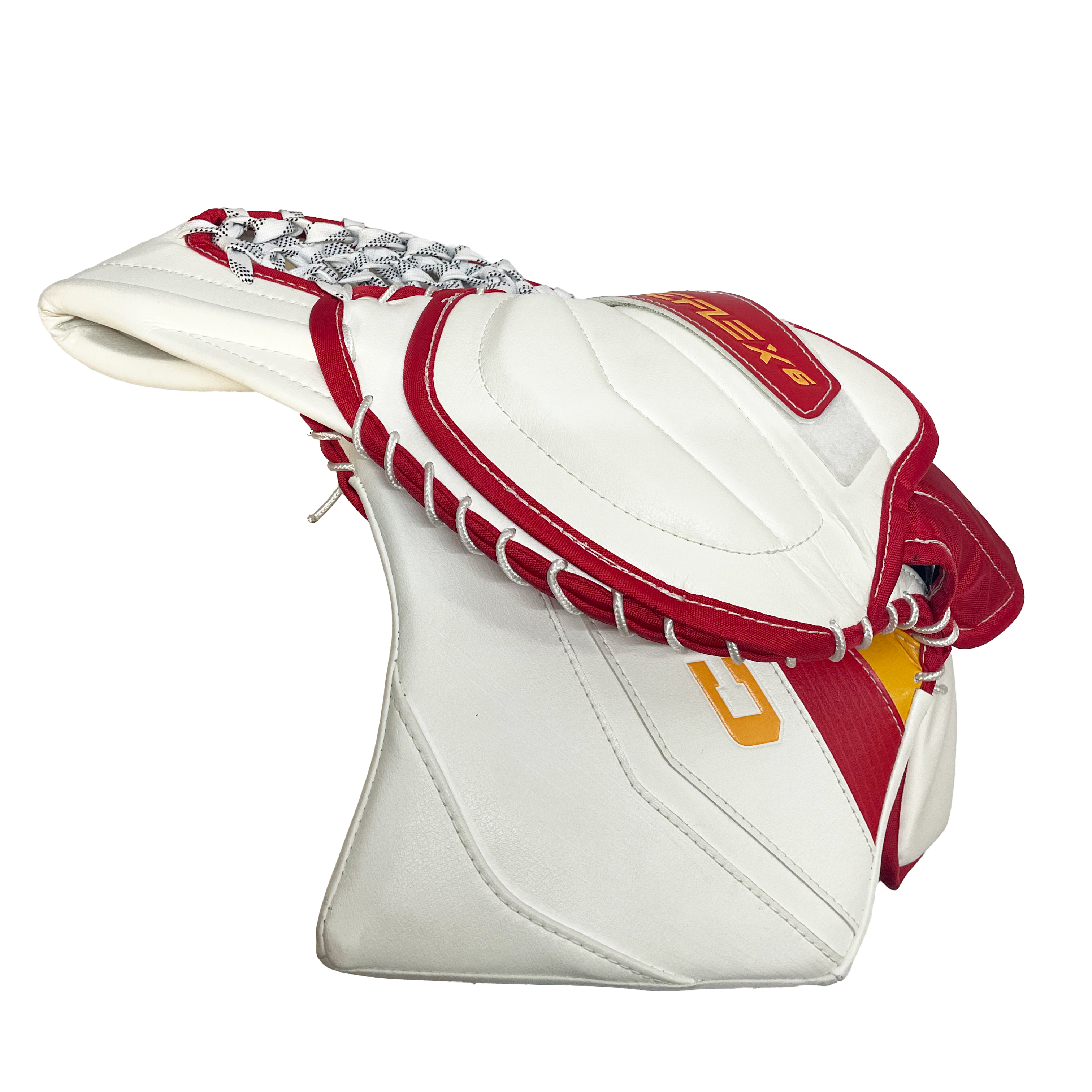 CCM Extreme Flex 6 - Gant de gardien de but professionnel de la LNH - Jacob Markstrom (blanc/rouge/jaune)